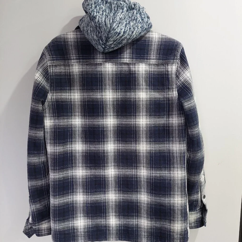 Superdry Everest Edition Plaid Hooded Shirt Jacket Men's S Blue Flannel - Picture 4 of 10